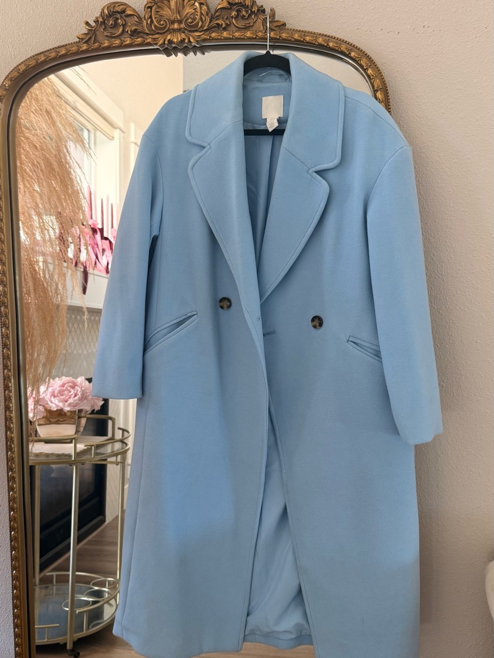 H&M Light Blue Double-Breasted Coat